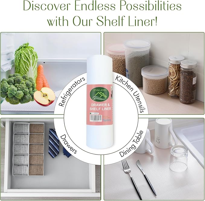 EVALAND Shelf Liners for Kitchen Cabinets Non-Adhesive 12" x 33 FT Clear Drawer - Image 7
