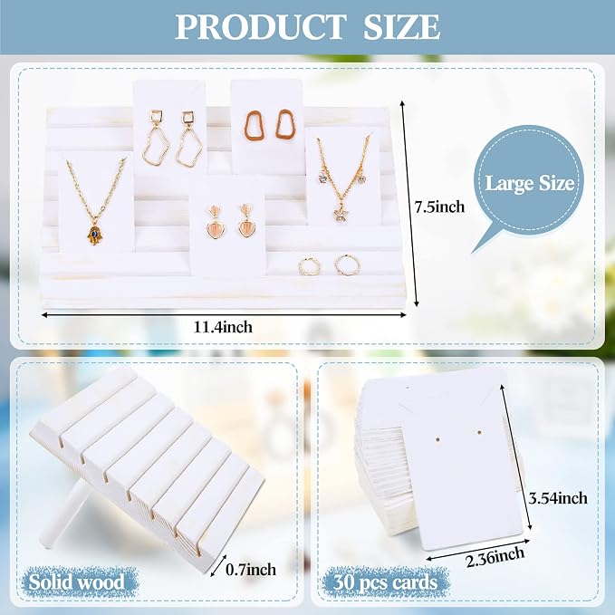Blulu 31 Pack Wooden Earring Display Stand 7 Slots jewelry Display Holder - Image 2