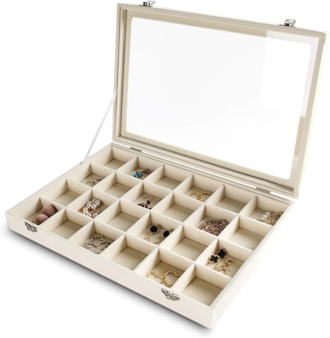 Frebeauty 24 Grid Earring Holder Organizer Tray, Jewelry Organizers and Storage by Frebeauty