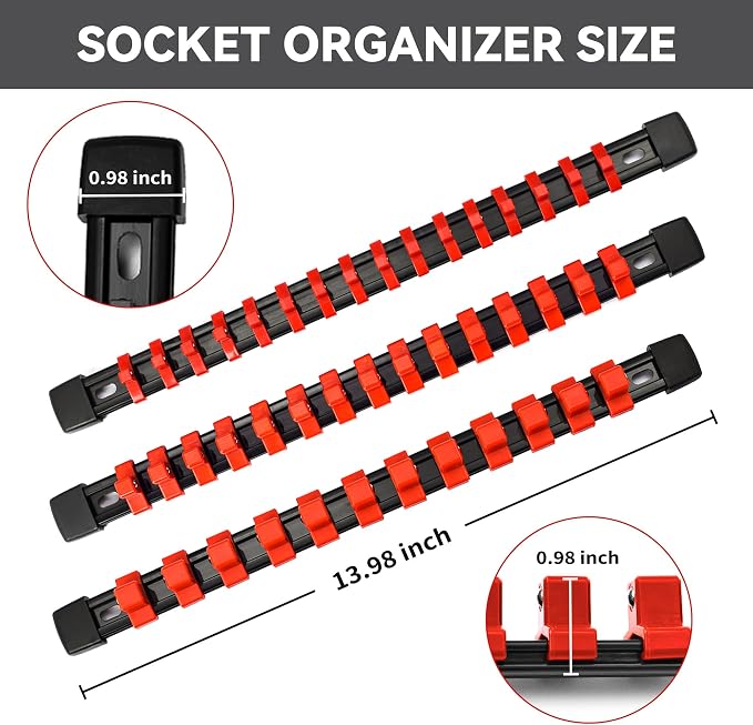 Socket Organizer Drive ABS Tools-Socket Holder, 3/8-Inch x 135 Clips, 1/2-Inch - Image 5