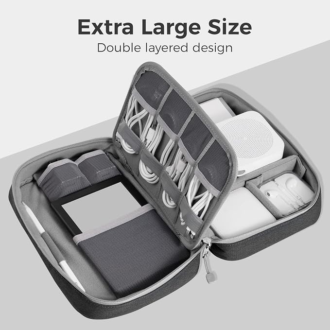 pack all Electronic Organizer Plus, Larger Capcity Cable Organizer Bag - Image 5