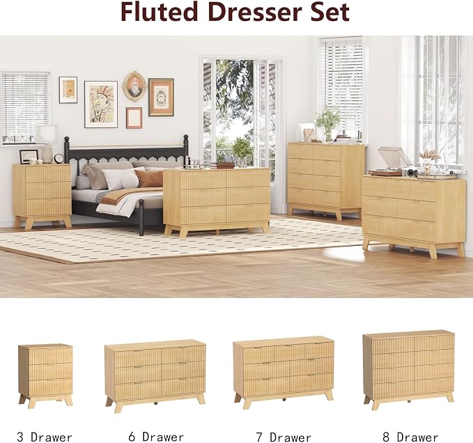 Fluted Dresser for Bedroom, 9 Drawer Dresser for Closet, TV Stand, Storage - Image 9