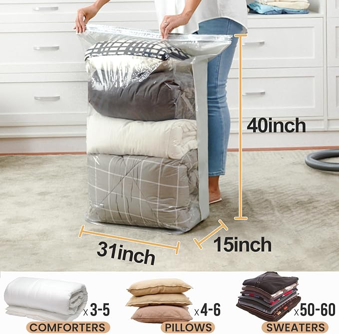 TAILI 12 Pack Vacuum Storage Bags, Jumbo Cube Space Saver, Large Vacuum Seal - Image 2