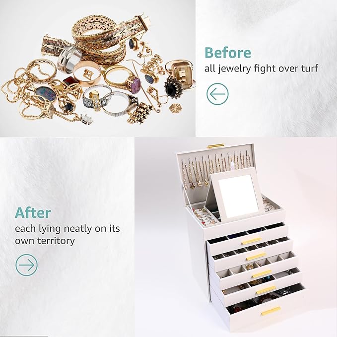 BOOVO Jewelry Box with Necklace Hanger – 6 layer Jewelry Organizer - Image 6
