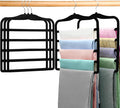 Closet Organizers and Storage, 5 Pack Pants Hangers Space Saving, Velvet Hangers by CLODSPAC