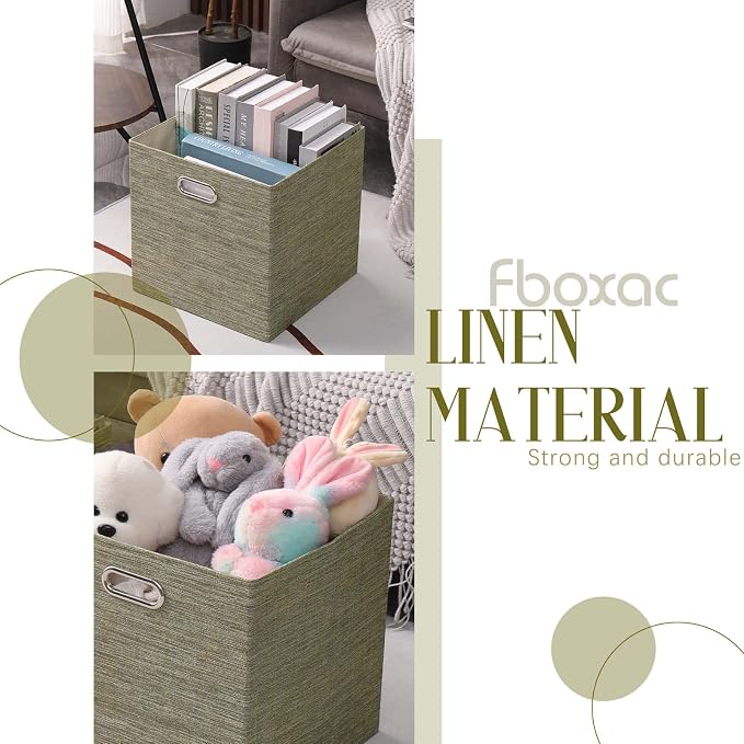 13×13 Inch Fabric Storage Cube Bins, Foldable Cube Organizer Boxes - Image 5