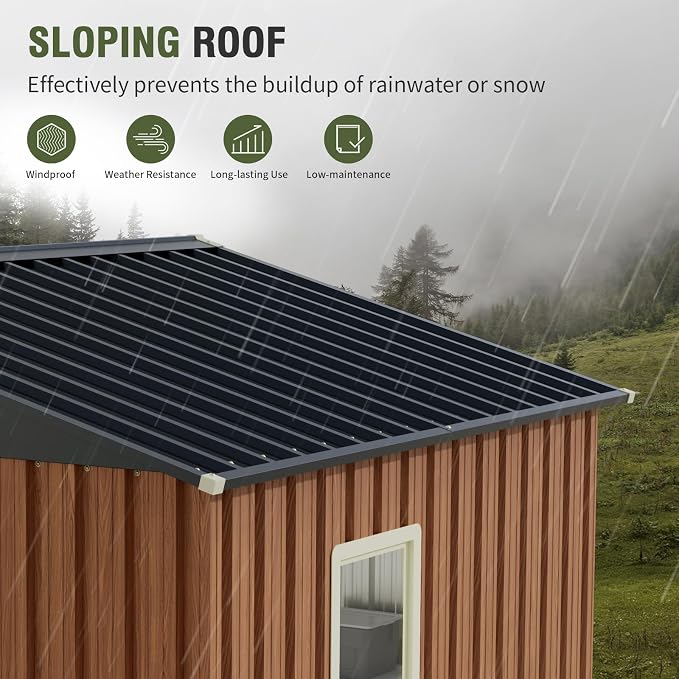 8x6 Ft Outdoor Metal Shed, Storage Garden Shed - Image 5