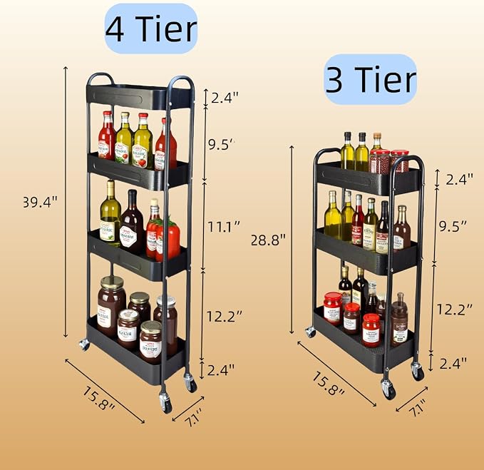 3 Tier Slim Metal Rolling Storage Cart - Image 6
