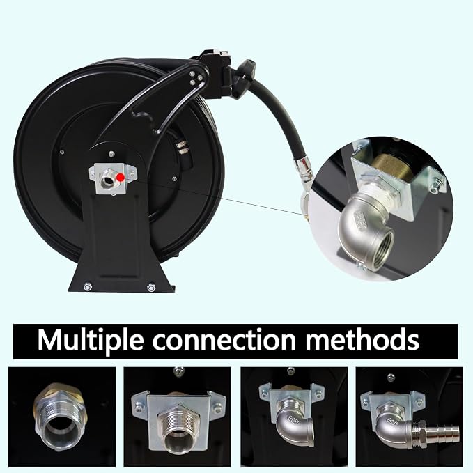 Fuel Hose Reel, 3/4"X50' Retractable Ratchet Spring Driven Diesel Hose Reel - Image 3
