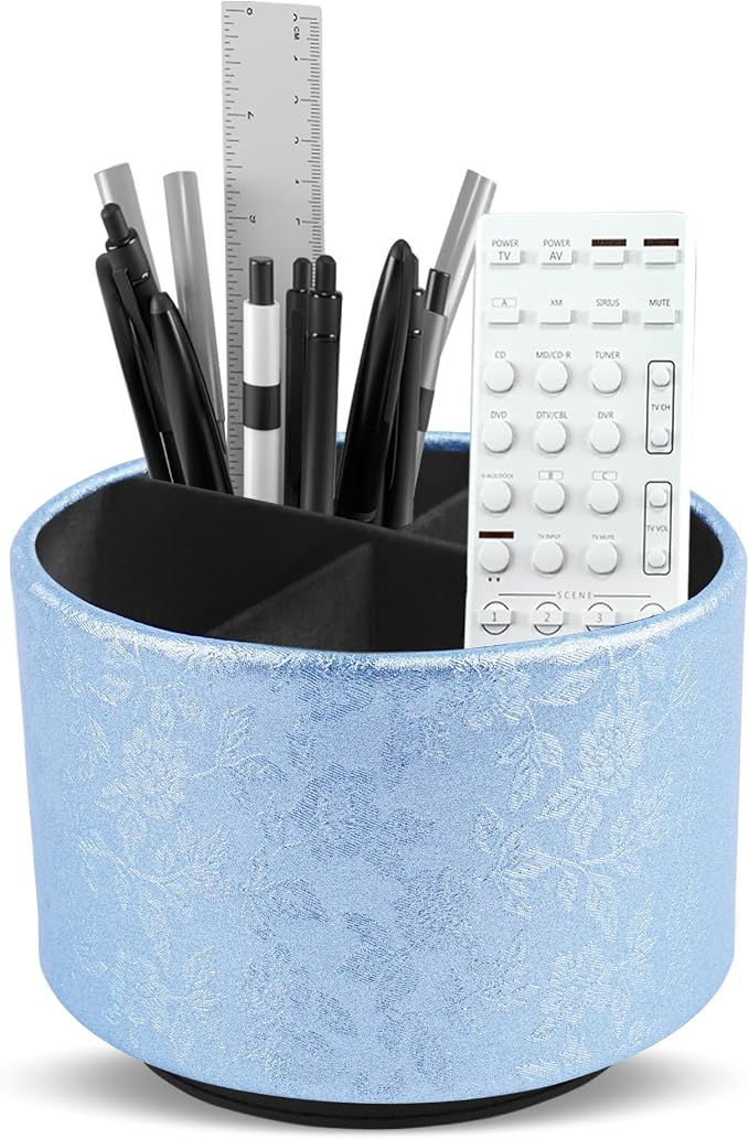 lizimandu Round Leather Art Supply Organizer, Remote Control Holder, 360 Degree by LIZIMANDU