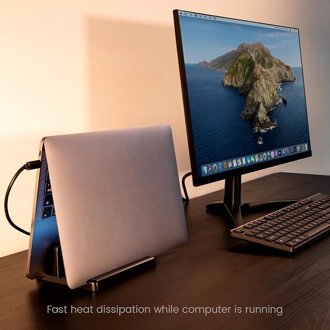 3-Slot Vertical Laptop Stand Holder, Adjustable ABS Plastic Desktop Notebook - Image 4