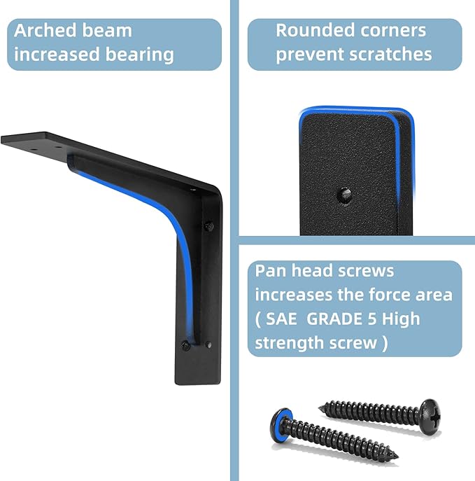 12"x 7"Shelf Bracket, L Shelf Brackets, max Load 300lbs, Vertical Angle - Image 3