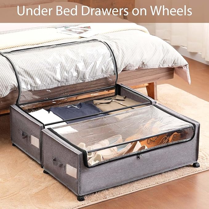 Under Bed Storage with Wheels, Under Bed Storage Containers, Underbed Shoe - Image 2
