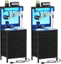 Furnulem Night Stand Set 2, Tall Nightstand by Furnulem