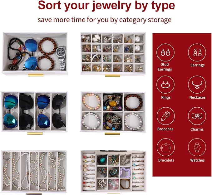BOOVO Jewelry Box with Necklace Hanger – 6 layer Jewelry Organizer - Image 4
