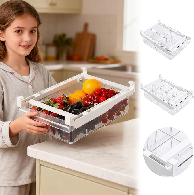 Fridge Drawer Organizer, Pull Out Shelf Storage Transparent Organizer - Image 5