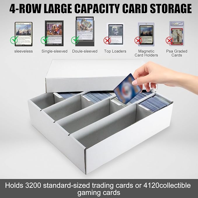 4 Pack Sports Card Boxes 3200 Count Cardboard Card Storage Box White Bulk Card - Image 5