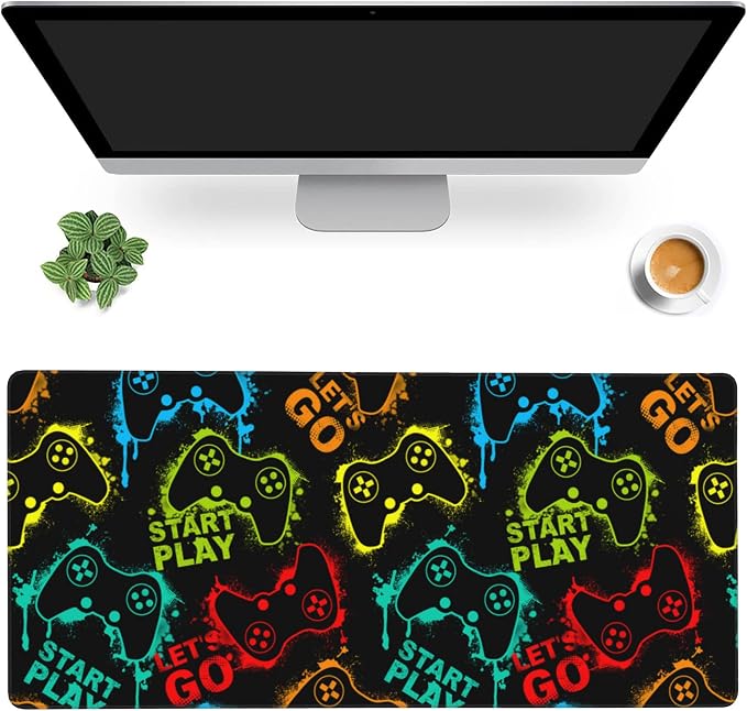 Desk Mat, Colourful Joystick Game Gaming Mouse Pad, XXL Extended Mouse Pad Mat by MIOAOSRT