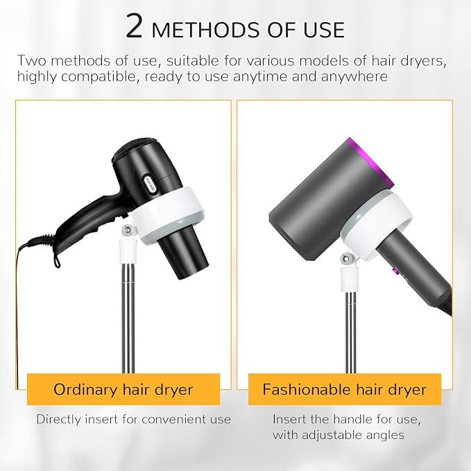 INNOLIFE Hair Dryer Stand, Adjustable Height Handsfree Hair Dryer Holder - Image 3