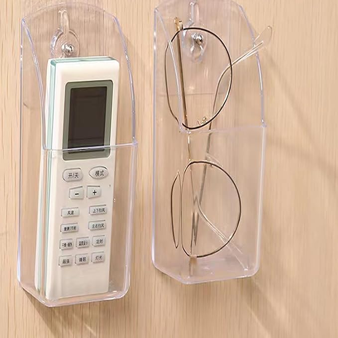 4 Pieces Acrylic Remote Control Holder Clear Wall Mount Media Organizer Single - Image 6