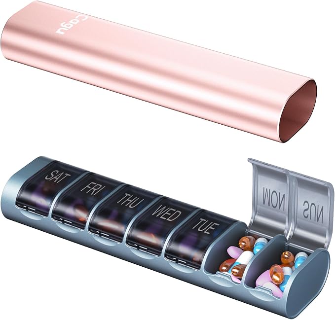 Weekly Pill Organizer, 7-Day Aluminum Case by Cagu