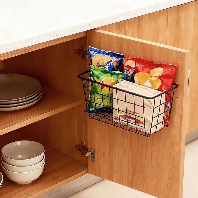 2 Set Adhesive Hanging Wall Basket Inside Cabinet Door Organizer, Wall - Image 8