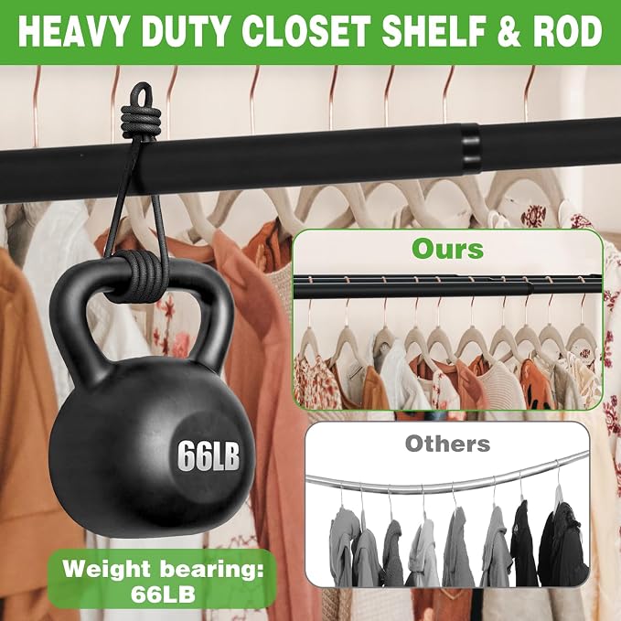 Expandable Closet Shelf, 16-53 Inches Metal Closet Rod Organizers and Storage - Image 4
