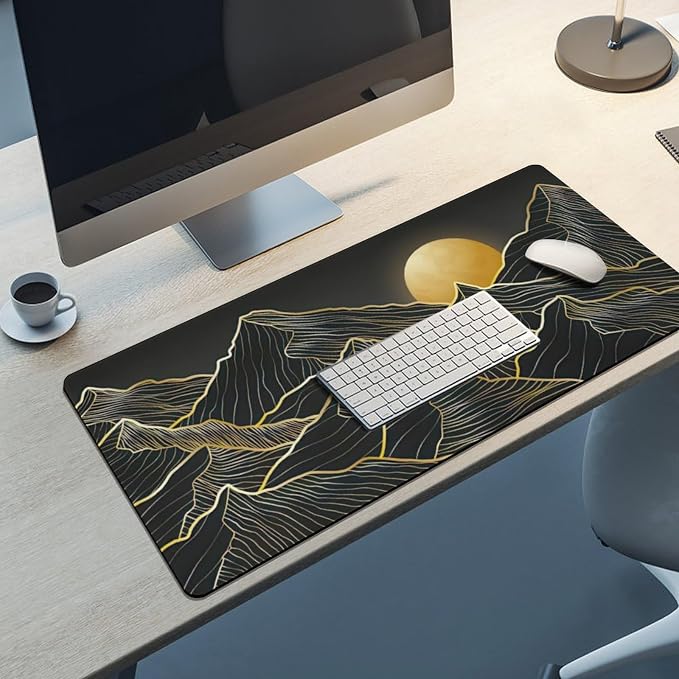 Mountain Line Art Large Mouse Pad, Vintage Aesthetic Gaming Desk Mat, XXL - Image 8