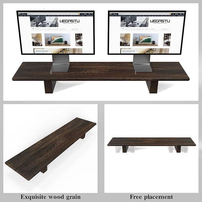 "WEGASTU Solid Wood Rustic Desk Monitor Stand - Image 6