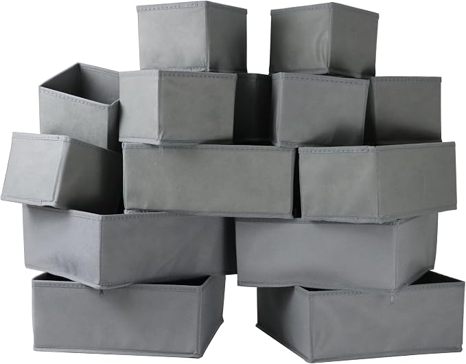 16 Pcs Drawer Organizer, Fabric Closet Organizer and Storage Baskets, Foldable - Image 7