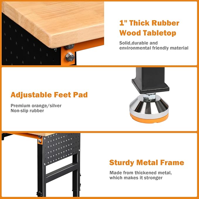 Betterhood 60" Heavy-Duty Adjustable Workbench - Image 5