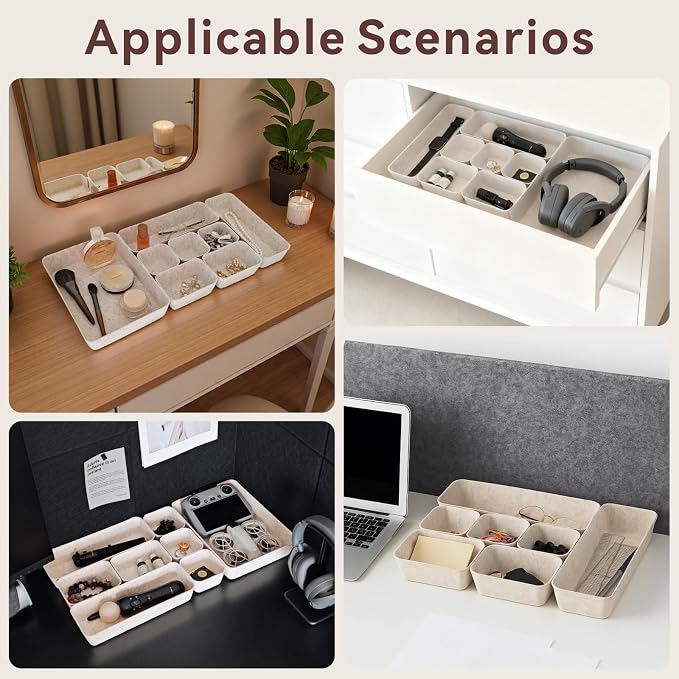 8-Piece Felt Drawer Organizer Set in 4-Sizes, Made from Eco-Friendly Material - Image 7