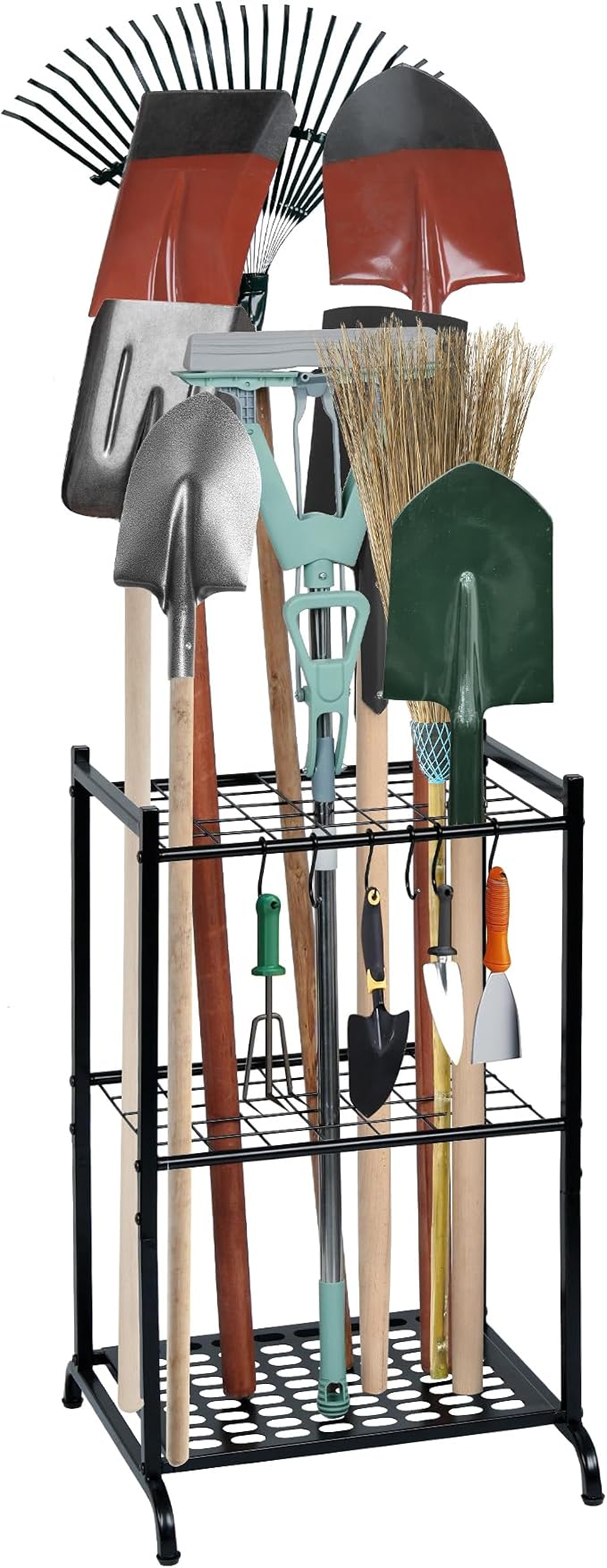 Garden Tool Organizer with Storage Hooks, Yard Tool Tower Rack by RANXFLOAT