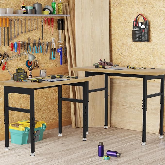 60'' Adjustable Workbench Table, Metal Tool Bench Work Bench - Image 7