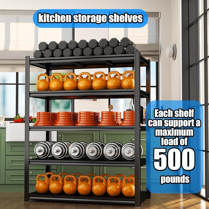 Kitchen Shelf 5 Tier Storage Shelves Adjustable Garage Shelving Unit 2500LBS - Image 4