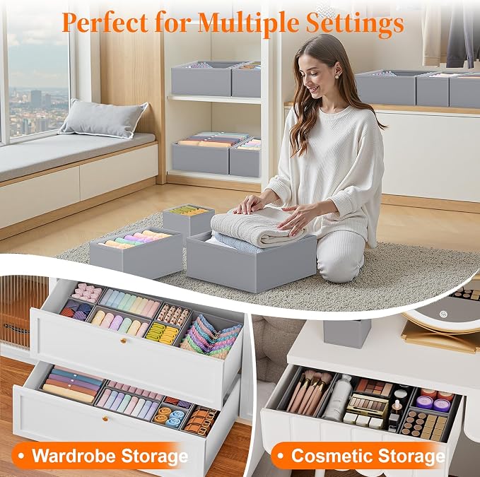 Drawer Organizer Clothes, 16 Pack Drawer Organizers and Underwear Organizer - Image 7
