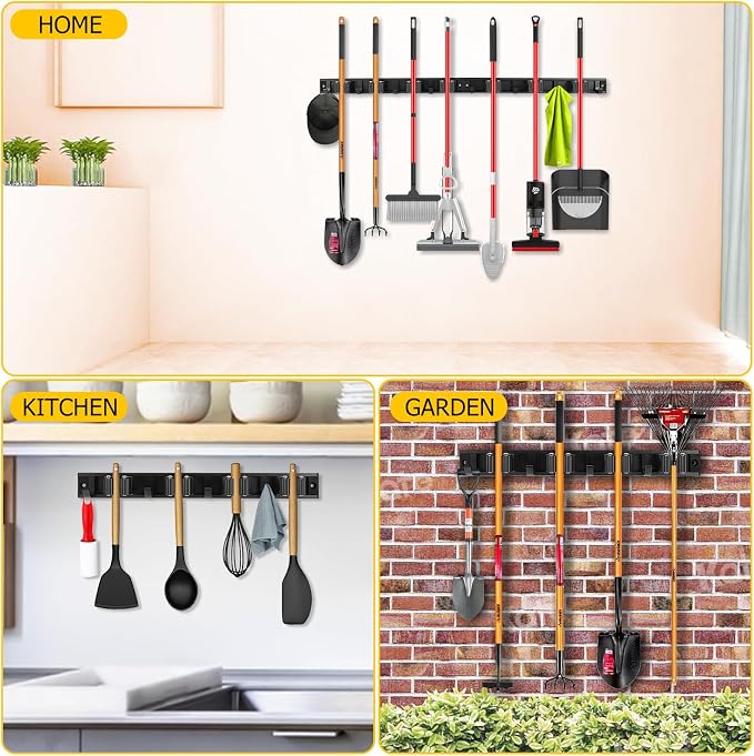 SLIIMU Movable 30'' Broom and Mop Holder Wall Mount - Image 7