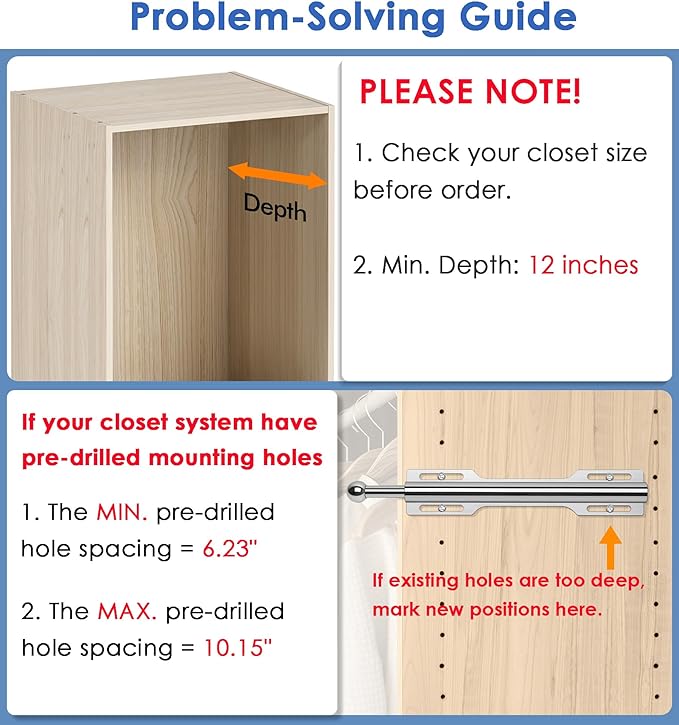 FIRJOY 12" Valet Rod for Closet Pull Out - Image 5