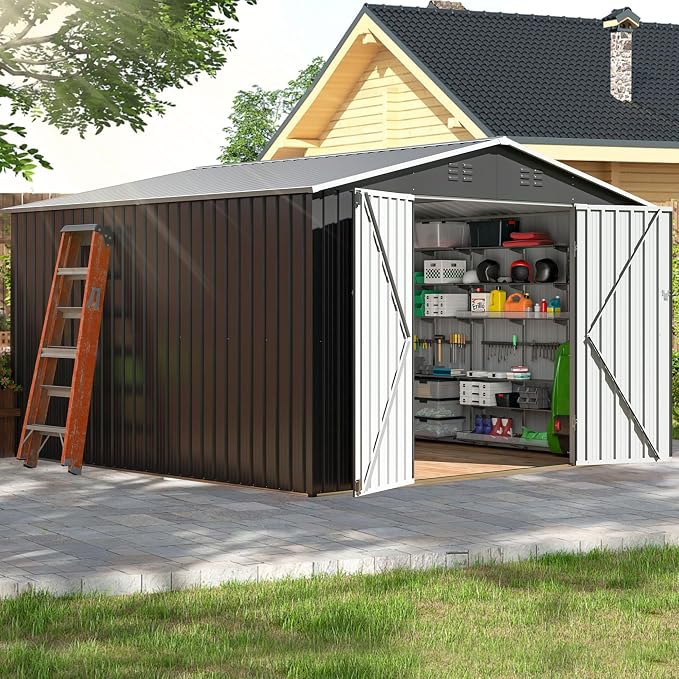 Polar Aurora 10x10 FT Outdoor Storage Shed, Metal Garden Shed - Image 8