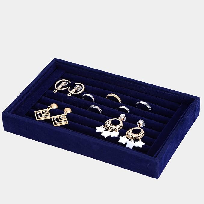 Valyria Velvet 7 Slots Ring Earrings Trays Showcase Display Jewelry Organizer - Image 2