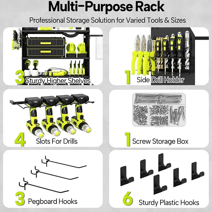 4 Layer Heavy Duty Power Tool Organizer Wall Mount - Image 5