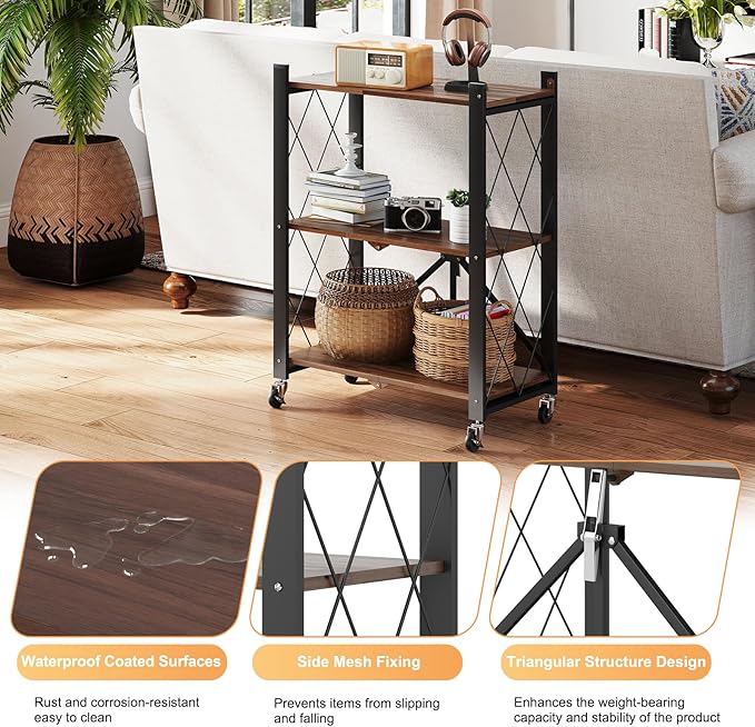 3 Tier Vintage Multifunctional Folding Shelf - Image 5