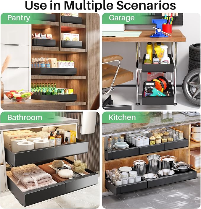 Kitstorack Pull out Cabinet Organizer, Expandable Heavy Duty Slide out Drawer - Image 9