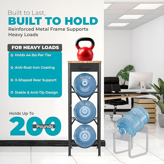 5 Gallon Water Jug Stand & Holder – 3-Tier Water Bottle Rack Organizer - Image 6