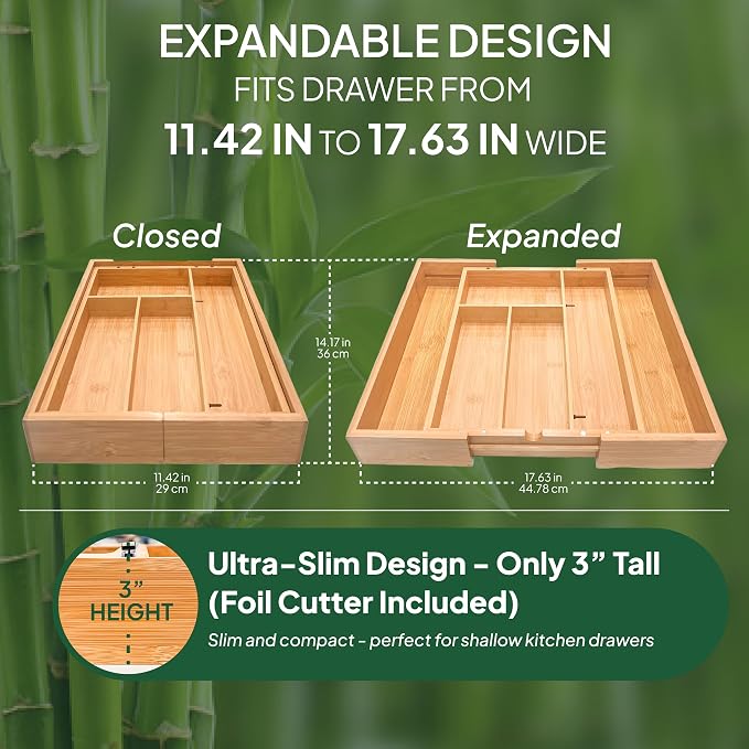6 IN 1 Bamboo Baggie Organizer for Drawer, Storage Bag Organizer Kitchen Drawer - Image 3