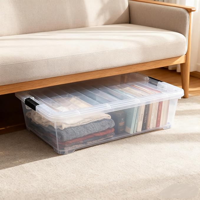 Zopnny 3-Pack 40 Quart Plastic Underbed Storage Box, Large Clear Under Bed - Image 4
