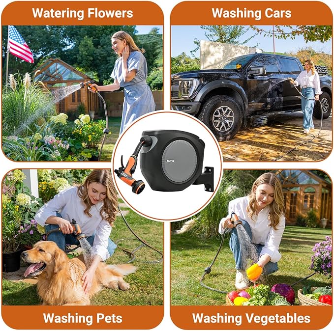Ruvup Retractable Garden Hose Reel, 1/2in x 50ft Water Hose Reel - Image 6