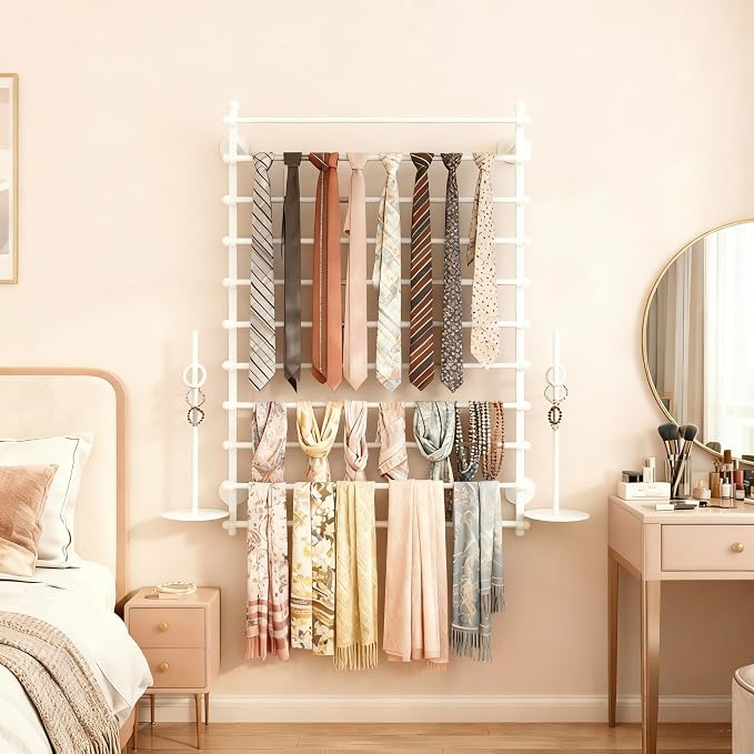 12 Layers 80cm White Wall Display Stand Wrapping Paper Ribbon Organizer Tie - Image 4