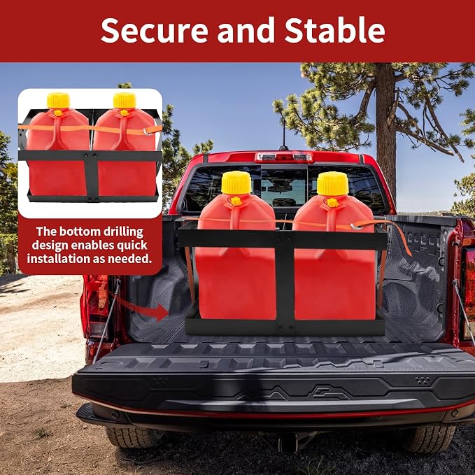 Upgrade Fuel Jug Holder, Sturdy Four-Way Support, Fits Two 5 Gallon Fuel - Image 5