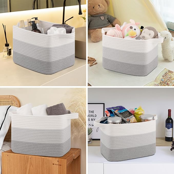 Storage Baskets for Organizing, Woven Baskets for Shelves, Rectangle Decorative - Image 5